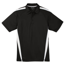 Sport-Tek Men's Black/ White PosiCharge Micro-Mesh Colorblock Polo