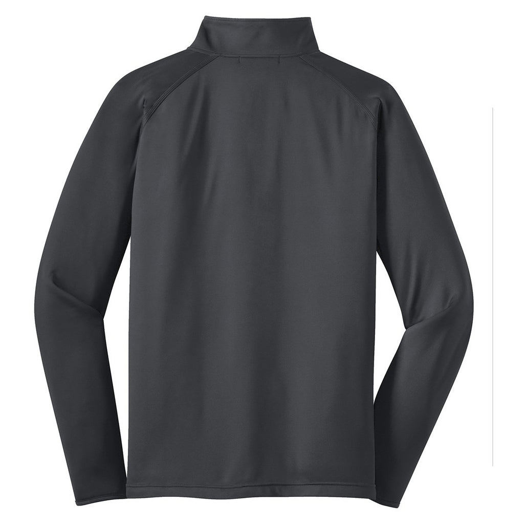 Sport-Tek Men's Charcoal Grey Sport-Wick Stretch 1/2-Zip Pullover