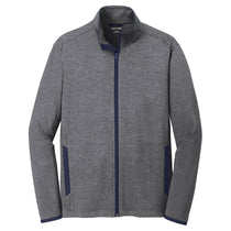 Sport-Tek Men's Charcoal Grey Heather/ True Navy Sport-Wick Stretch Contrast Full-Zip Jacket
