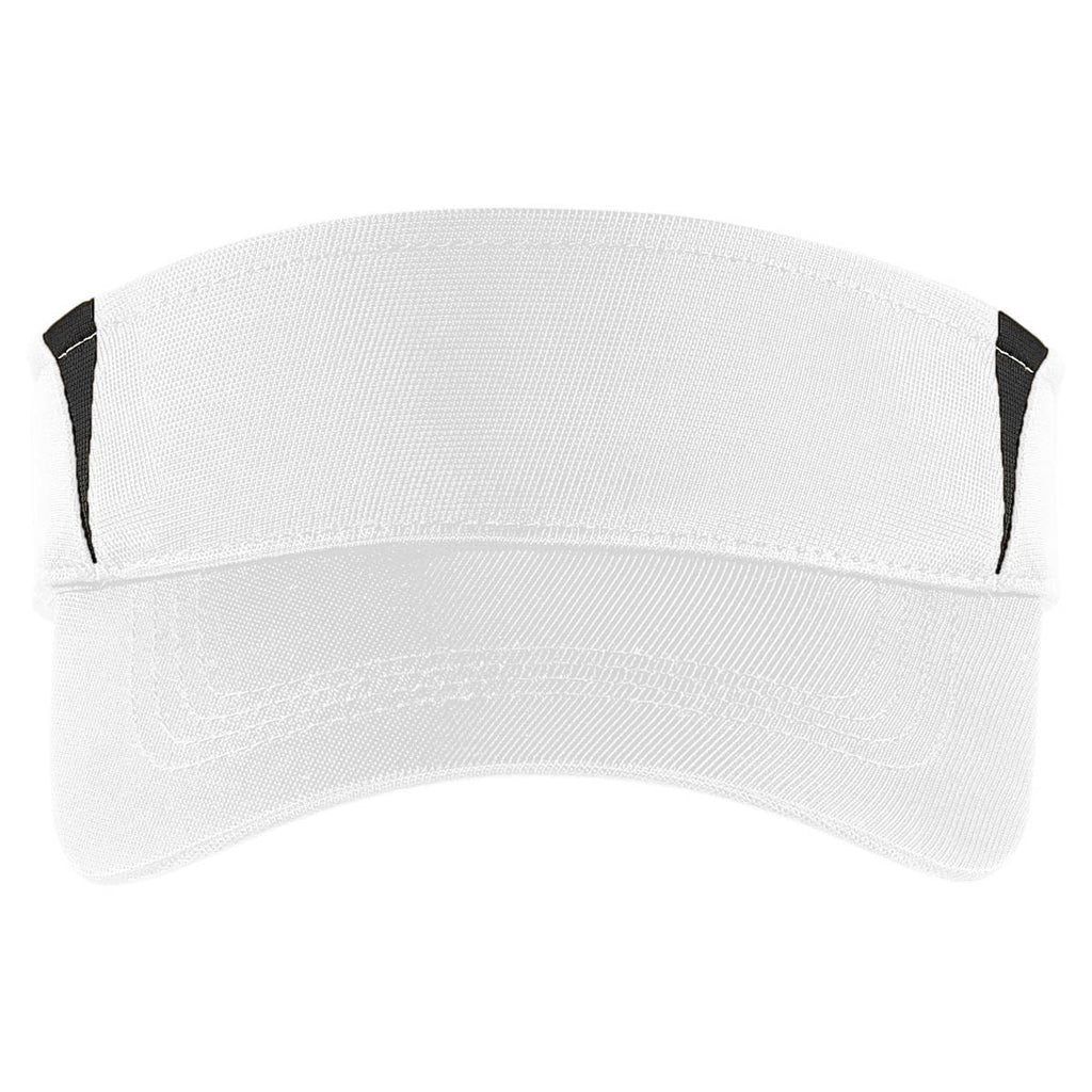 Sport-Tek White/Black Dry Zone Colorblock Visor