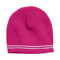 Sport-Tek Spectator Pink Raspberry/White Beanie