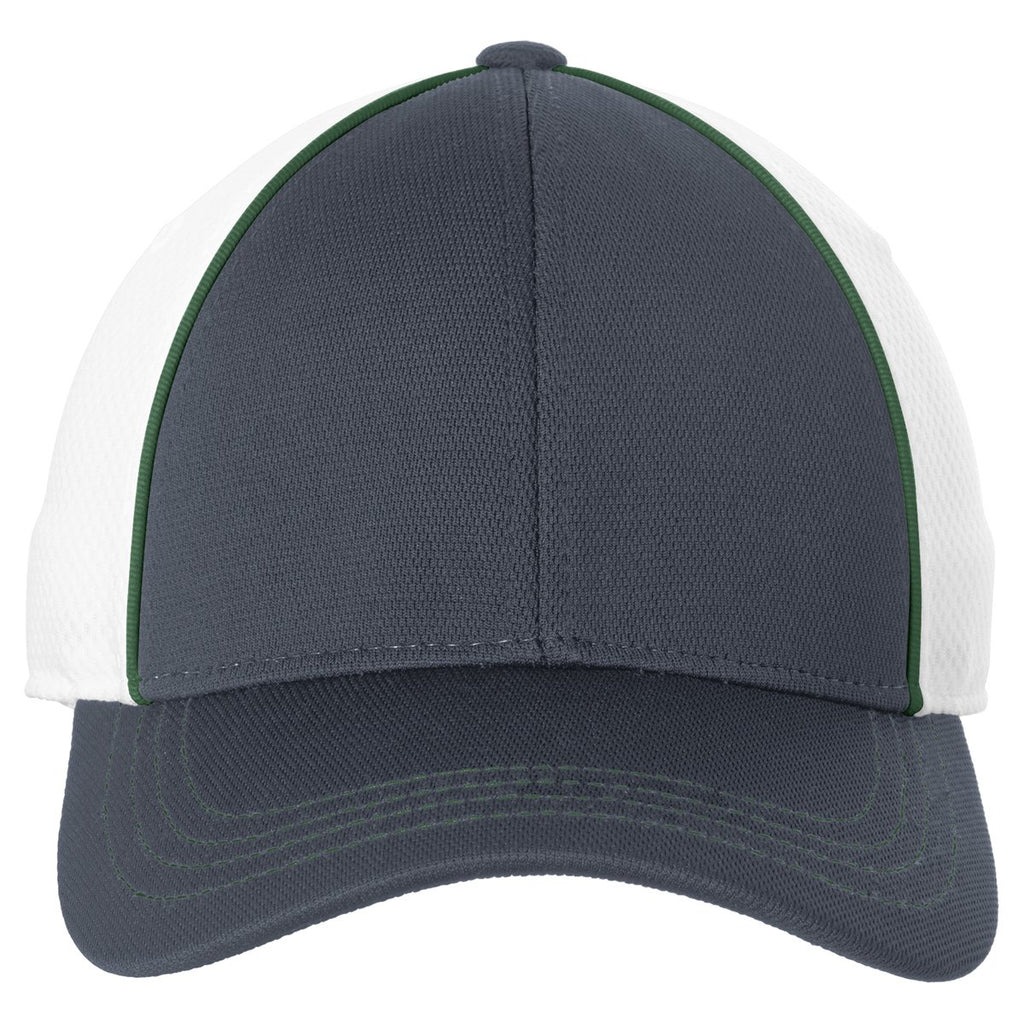 Sport-Tek Forest Green/Graphite/White Piped Mesh Back Cap