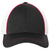 Sport-Tek True Red/Black/White Piped Mesh Back Cap