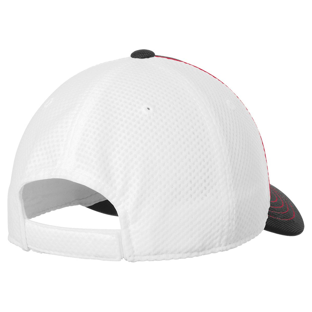 Sport-Tek True Red/Black/White Piped Mesh Back Cap