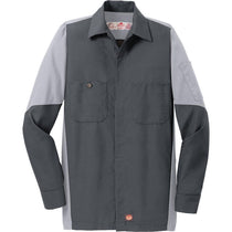 Red Kap Men's Charcoal/Light Grey Long Sleeve Ripstop Crew Shirt