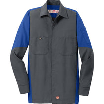Red Kap Men's Charcoal/Royal Long Sleeve Ripstop Crew Shirt