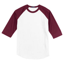 Sport-Tek Men's White/Cardinal Colorblock Raglan Jersey