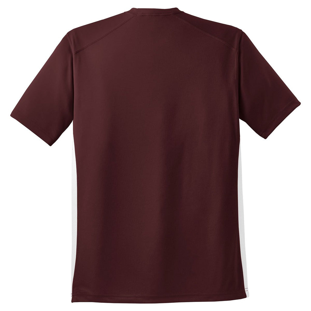 Sport-Tek Men's Maroon/White Dry Zone Colorblock Crew