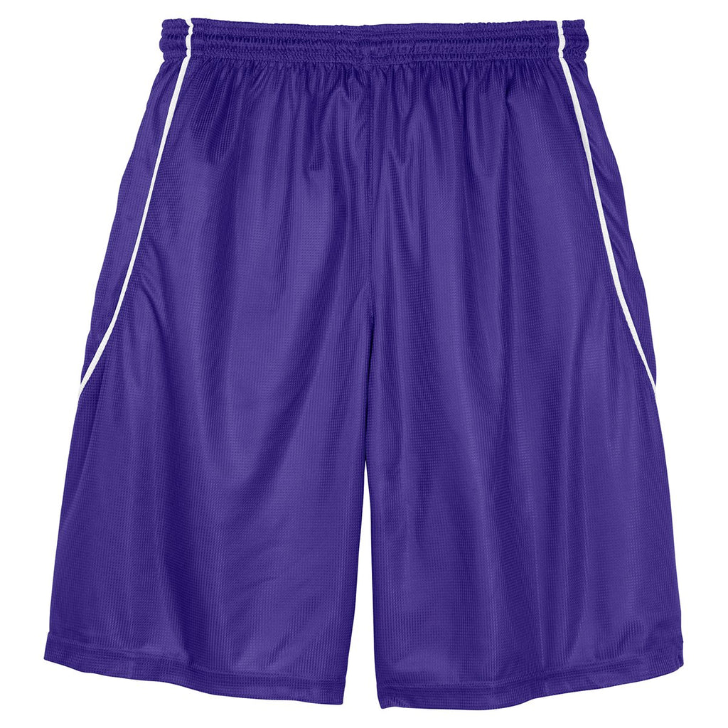 Sport-Tek Men's Purple PosiCharge Mesh Reversible Spliced Short
