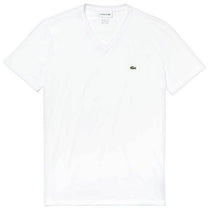 Lacoste Men's White Short Sleeve Pima Cotton Jersey V-Neck T-Shirt