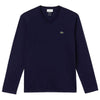 Lacoste Men's Navy Blue Long Sleeve Pima Cotton Jersey V-Neck T-Shirt