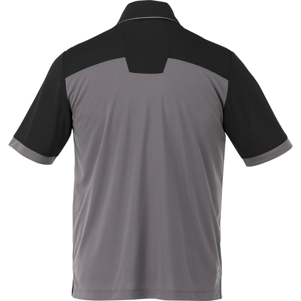 Elevate Men's Black/Steel Grey Mack Short Sleeve Polo