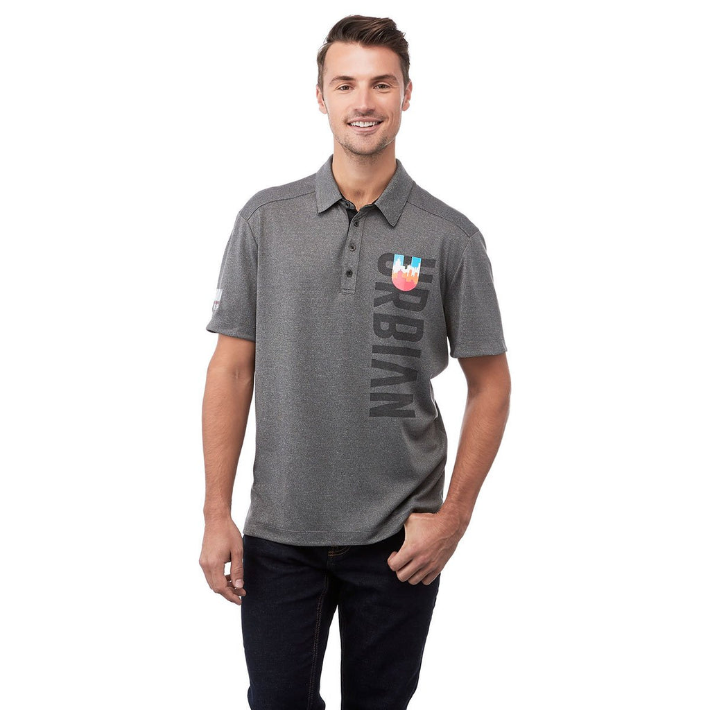 Elevate Men's Heather Charcoal Skara Short Sleeve Polo