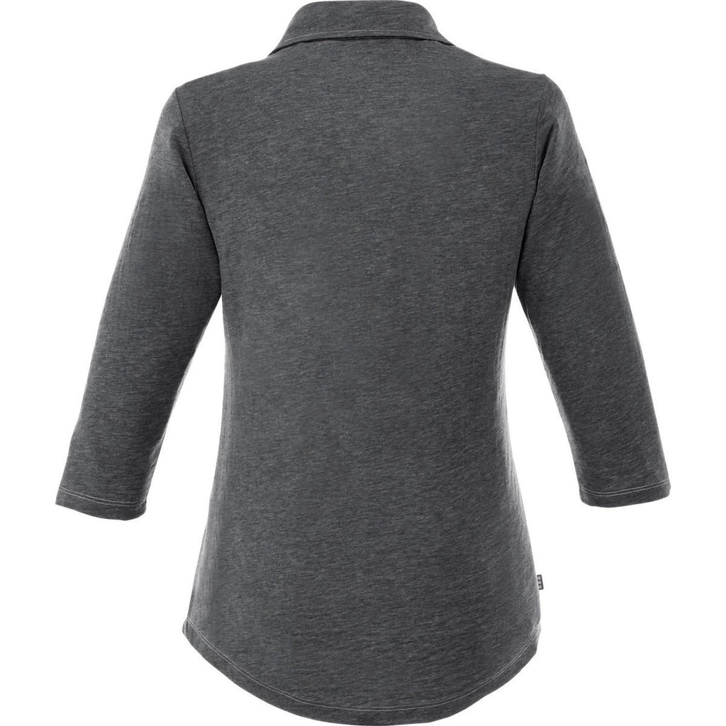 Elevate Women's Heather Dark Charcoal Tipton 3/4 Sleeve Polo