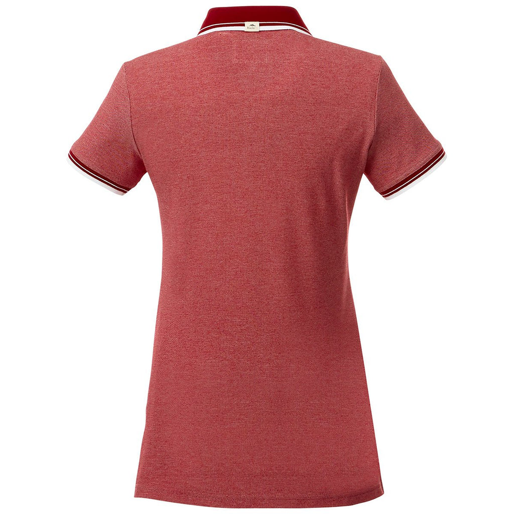Roots73 Women's Dark Red/White Limestone Short Sleeve Polo