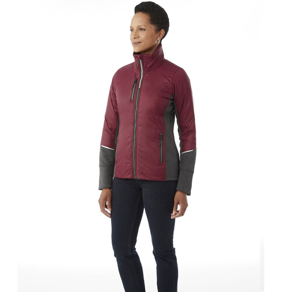 Elevate Women's Maroon/Heather Dark Charcoal Fernie Hybrid Insulated Jacket