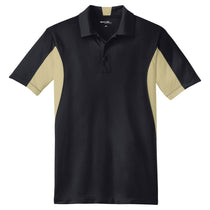 Sport-Tek Men's Black/ Vegas Gold Tall Side Blocked Micropique Sport-Wick Polo