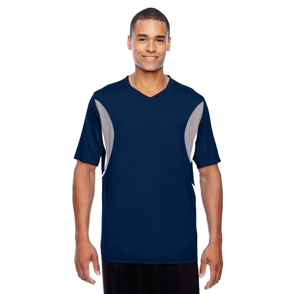 Team 365 Men's Sport Dark Navy Short-Sleeve Athletic V-Neck Tournament Jersey