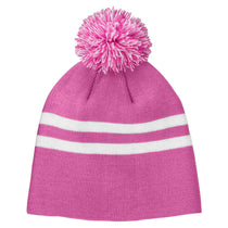Team 365 Sport Charity Pink/White Striped Pom Beanie