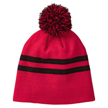 Team 365 Sport Red/Black Striped Pom Beanie