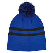 Team 365 Sport Royal/Black Striped Pom Beanie