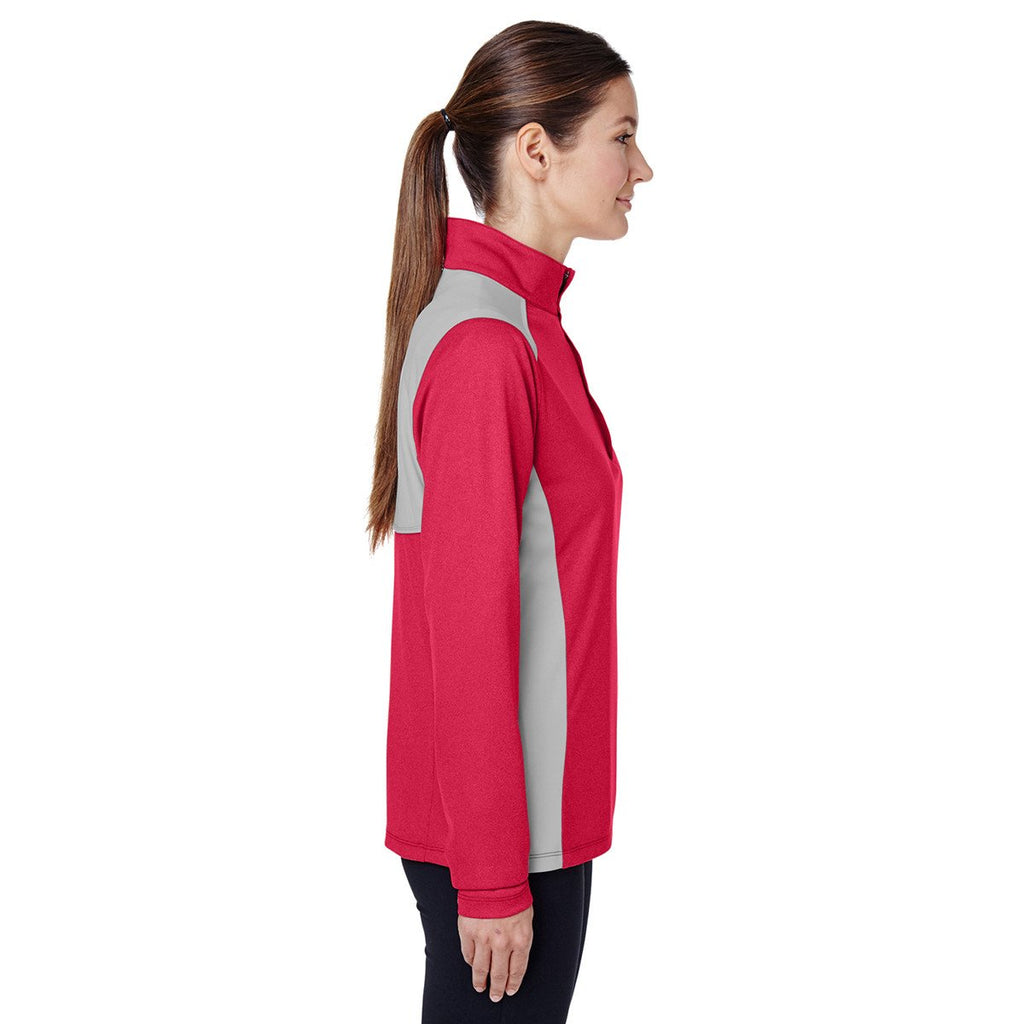 Team 365 Women's Sport Red Heather Excel Melange Interlock Performance Warm-up