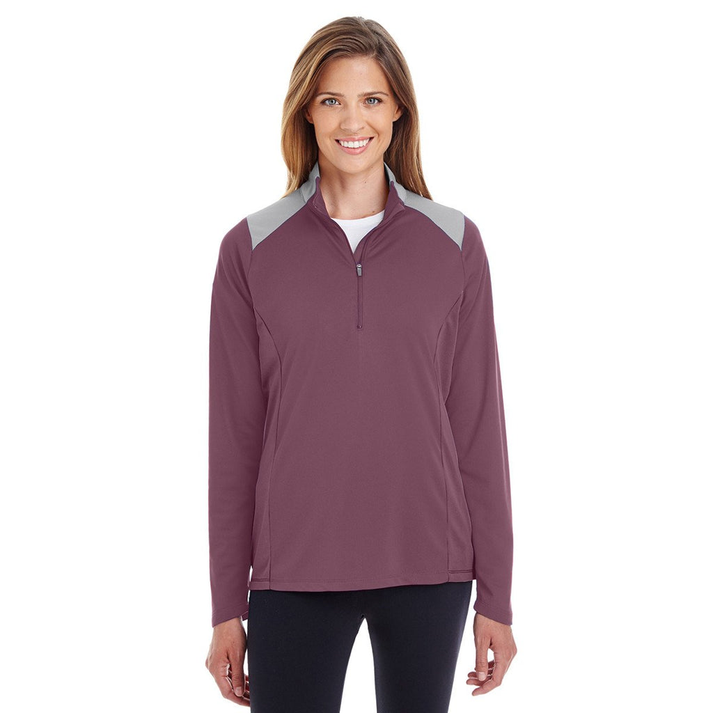 Team 365 Women's Sport Dark Maroon/Sport Graphite Command Colorblock Snag-Protection Quarter-Zip