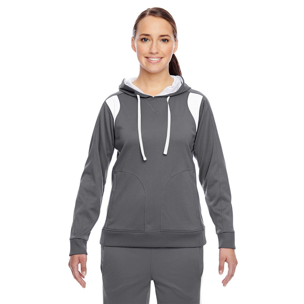 Team 365 Women's Sport Graphite/White Elite Performance Hoodie