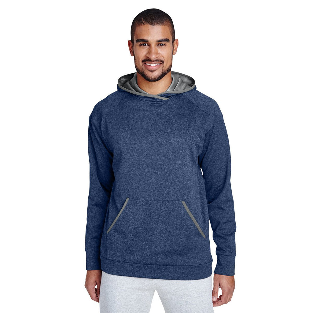 Team 365 Men's Sport Dark Navy Heather/Sport Graphite Excel Melange Performance Fleece Hoodie