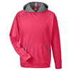 Team 365 Men's Sport Red Heather/Sport Graphite Excel Melange Performance Fleece Hoodie