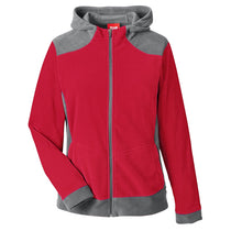 Team 365 Women's Sport Graphite/Sport Red Rally Colorblock Microfleece Jacket