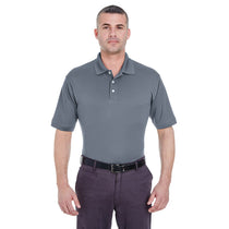 UltraClub Men's Charcoal Platinum Performance Pique Polo with TempControl Technology