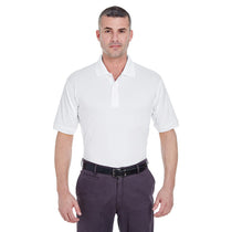 UltraClub Men's White Platinum Performance Pique Polo with TempControl Technology