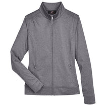 UltraClub Women's Charcoal Heather Navigation Heather Performacne Full-Zip