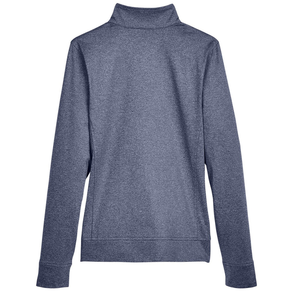 UltraClub Women's Navy Heather Navigation Heather Performacne Full-Zip