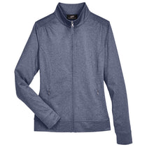 UltraClub Women's Navy Heather Navigation Heather Performacne Full-Zip