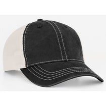 Pacific Headwear Black/Ivory Vintage Adjustable Trucker Mesh Cap