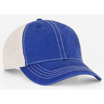 Pacific Headwear Royal/Ivory Vintage Adjustable Trucker Mesh Cap