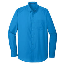 Port Authority Men's Coastal Blue Long Sleeve Carefree Poplin Shirt