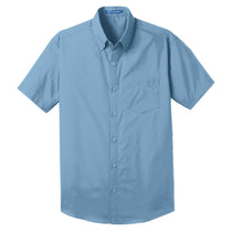 Port Authority Men's Carolina Blue Short Sleeve Carefree Poplin Shirt