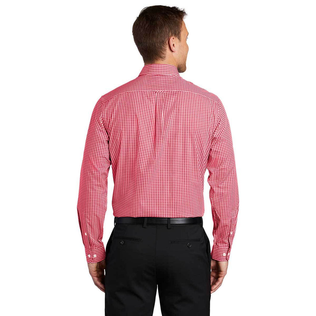 Port Authority Men's Rich Red/White Broadcloth Gingham Easy Care Shirt