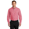 Port Authority Men's Rich Red/White Broadcloth Gingham Easy Care Shirt