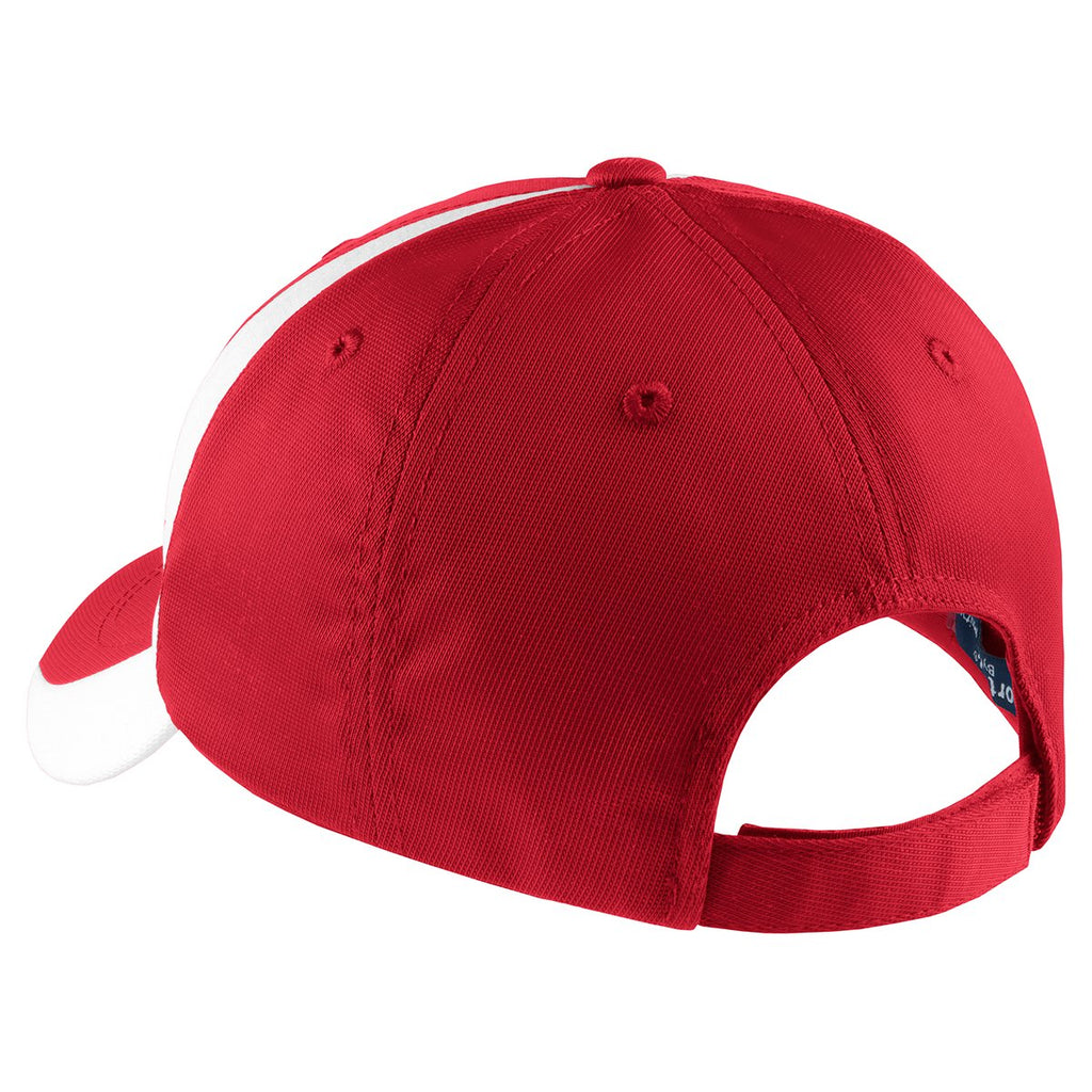 Sport-Tek Youth True Red/White Dry Zone Nylon Colorblock Cap