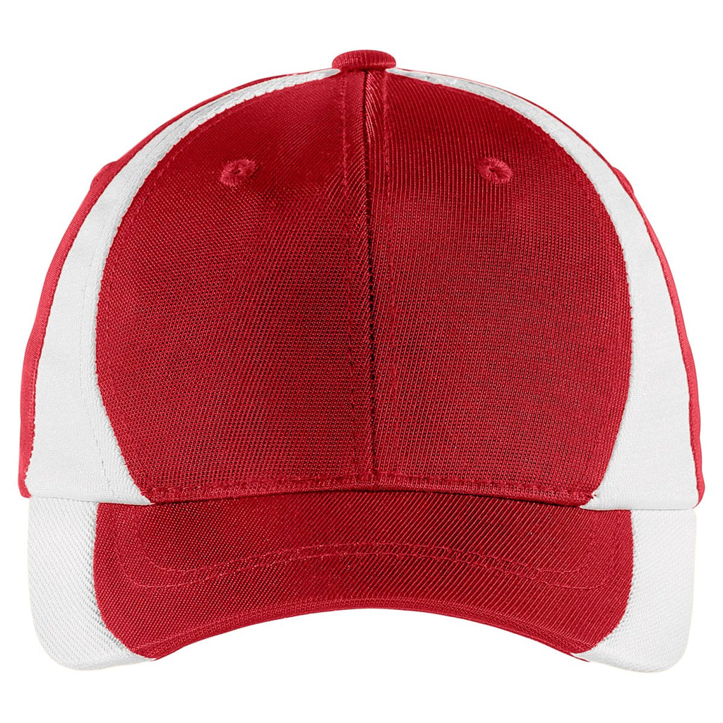 Sport-Tek Youth True Red/White Dry Zone Nylon Colorblock Cap