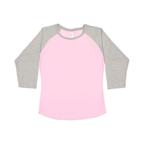 LAT Women's Pink/Vintage Heather Baseball Fine Jersey T-Shirt